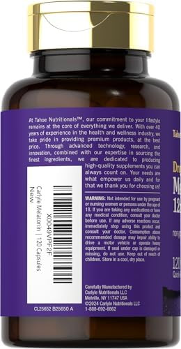 Tahoe Nutritionals Melatonin 12 Mg  120 Quick Release Capsules  Drug  Supplement  Non-Gmo, Gluten