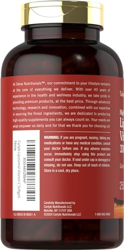 Tahoe Nutritionals Liposomal Vitamin C Complex  3300Mg  250 Softgels  High Potency  Non-Gmo, Gluten  Supplement