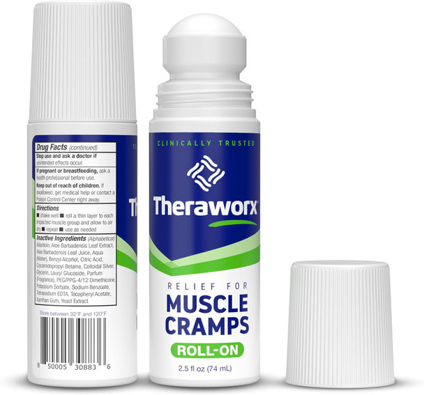Theraworx Relief For Muscle Cramps Roll-On Fast-Acting Muscle Spasm, Leg Soreness With Magnesium Sulfate - 2.5 Oz - 1 Count