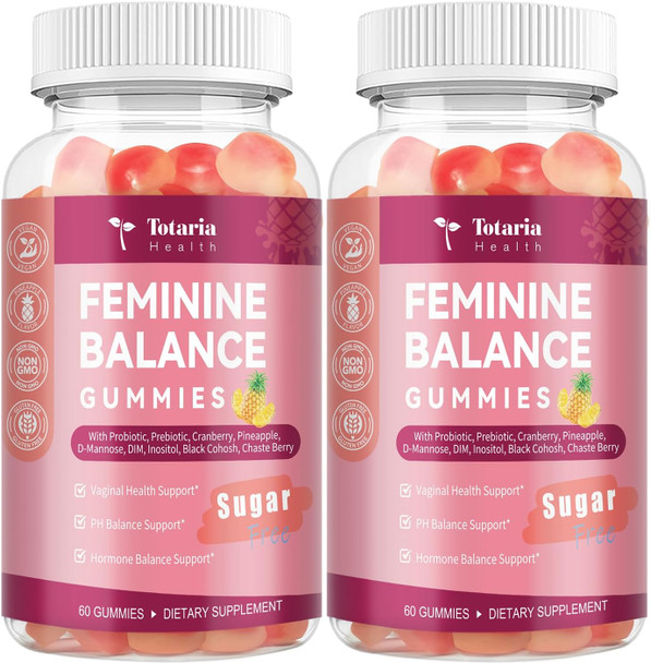 Totaria Premium Feminine Balance Gummies Sugar  Multivitamin Gummies For Women Ph Balance Vitality & Gut Health Support Pineapple Flavor 60 Count Totaria Premium Feminine Balance Gummies Sugar  Multivitamin Gummies For Women Ph Balance Vitality & Gut Health Support Pineapple Flavor 60 Count