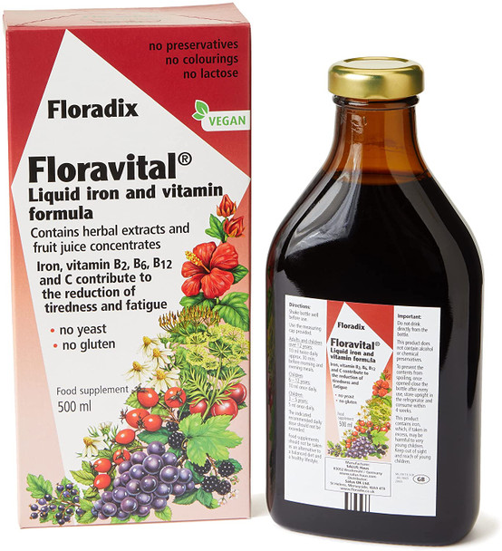 Floradix Floravital Liquid Iron Formula Mineral, 500 ml