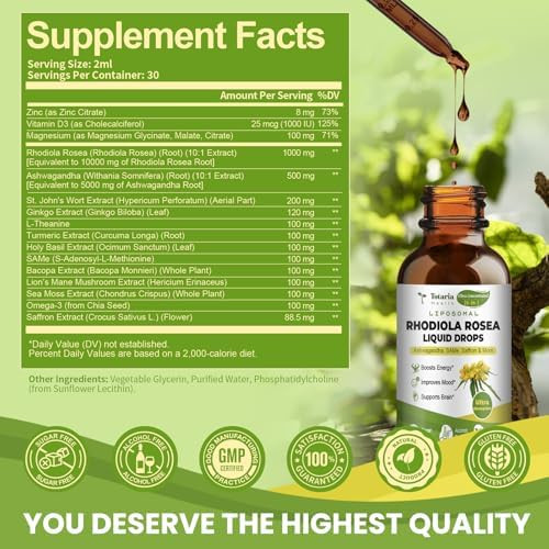 Totaria Liposomal Rhodiola Rosea Root Tincture & Ashwagandha Root Tincture