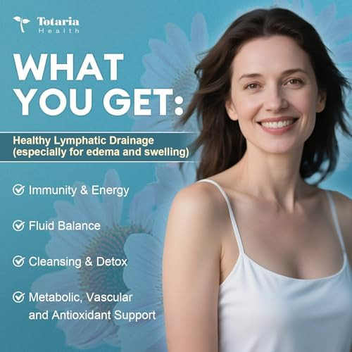 Totaria Lymphatic Drainage Supplements - Reduce Lymph Swelling With Ecea, Dandelion, Burdock, Bromelain, Vitamin C, Zinc, Selenium, Proprietary Herbal Blend, Lymph Md System Support, 180 Counts