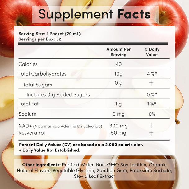 Vida Lifescience Vida Lifescience Liposomal Nad+ Liquid Supplement With Resveratrol – 32 Daily Packets – Supports Cellular Health & Wellness As You Age – Vegan, Gluten-, Non-Gmo