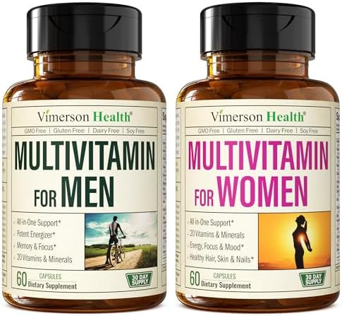 Vimerson Health Multivitamin Multimineral Supplement For Men + Women 2-Bottle Bundle. Healthy Immune Response, Strong Joints And Bones, Eye Health, Digestive System Support, Antioxidant Properties