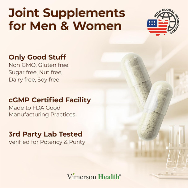 Vimerson Health Glucosamine Sulfate With Hyaluronic Acid, Boswellia, Black Pepper & Msm Supplement – 5-In-1 Joint Supplements For Men And Women – Joint Health, Mobility & Bone Strength – Fsa Eligible 60 Caps
