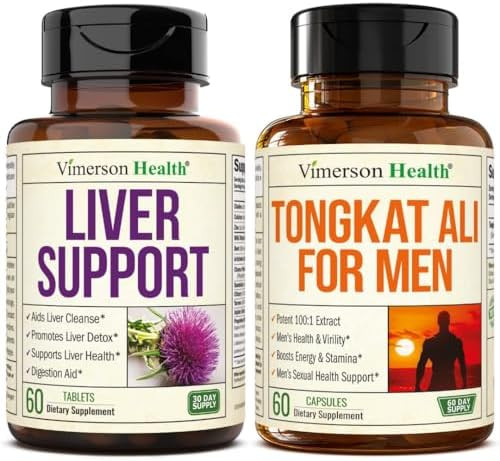 Vimerson Health Liver Cleanse Detox & Repair Milk Thistle Supplement - Herbal Liver Support & Tongkat Ali For Men - Premium & Potent Male Enhancing Supplement With Longjack Tongkat Ali Powder