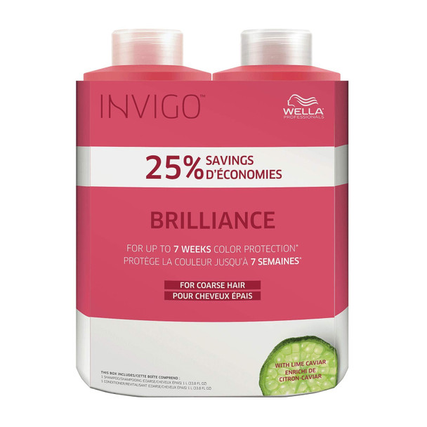 WELLA Brilliance Shampoo & Conditioner Coarse Colored Hair,Liter Duo 33.8 oz
