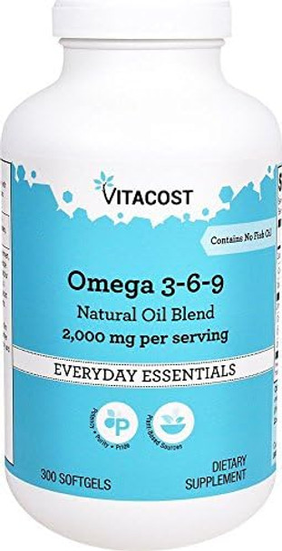 Vitacost Omega 3-6-9 Natural Oil Blend -- 2000 Mg Per Serving- 300 Softgels Vitacost Omega 3-6-9 Natural Oil Blend -- 2000 Mg Per Serving- 300 Softgels