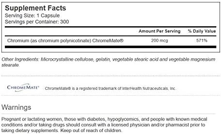 Vitacost Gtf Chromium Polynicotinate As Chromemate - 200 Mcg - 300 Capsules