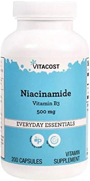 Vitacost Niacinamide (Vitamin B-3) - No Flush Niacin - 500 Mg - 200 Capsules