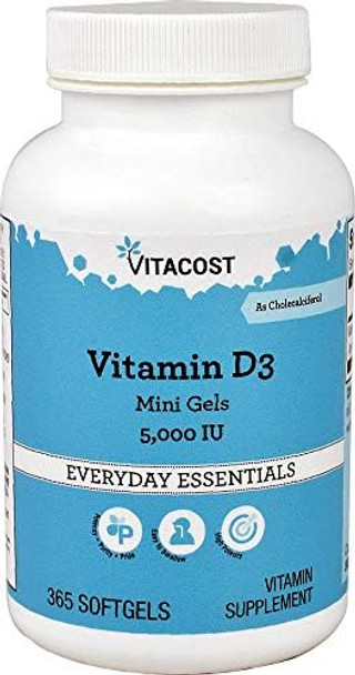 Vitacost Vitamin D3-5000 Iu - 365 Softgels - Mini Gels Vitacost Vitamin D3-5000 Iu - 365 Softgels - Mini Gels