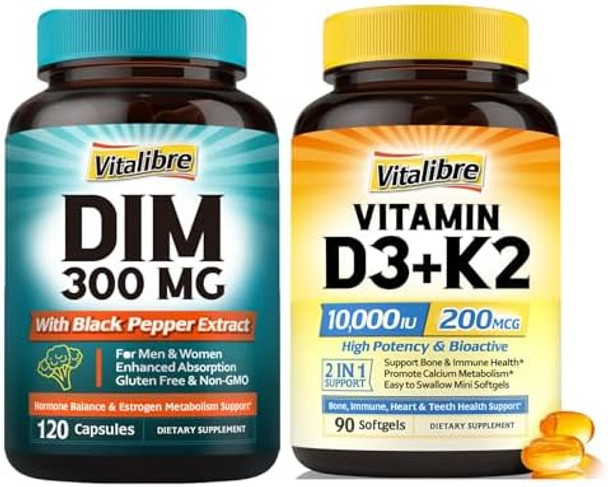 Vitalibre Vitamin D3 K2 And Dim Supplement