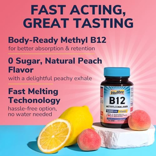 Vitalibre Akkermansia Muciniphila Probiotic 1 Billion Tfu, 30 Capsules & Vitamin B12 Sublingual 5000 Mcg, 90 Fast Dissolve Mini Tablets, No Sugar