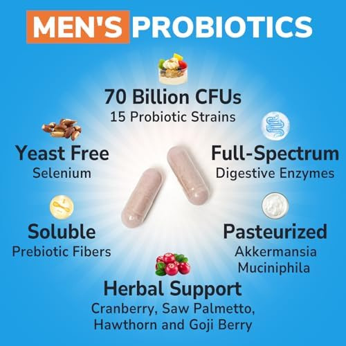 Vitalibre 10 In 1 Magnesium Complex, 120 Vegan Capsules & Probiotics For Men, 70 Billion Cfu 15 Strains