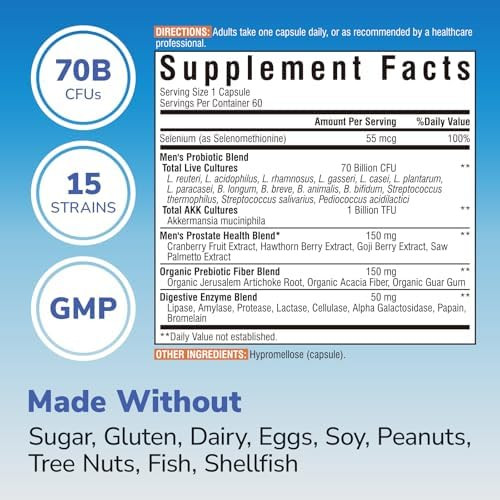 Vitalibre 10 In 1 Magnesium Complex, 120 Vegan Capsules & Probiotics For Men, 70 Billion Cfu 15 Strains