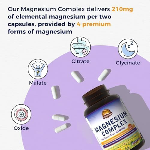 Vitalitown Magnesium Complex  Chelated Easily Absorbed Magnesium Glycinate Citrate Malate  Buffered  210Mg Elemental Mag  Sleep, Nerve, Muscle, Digestion, Energy  Non-Gmo 240 Veg Caps