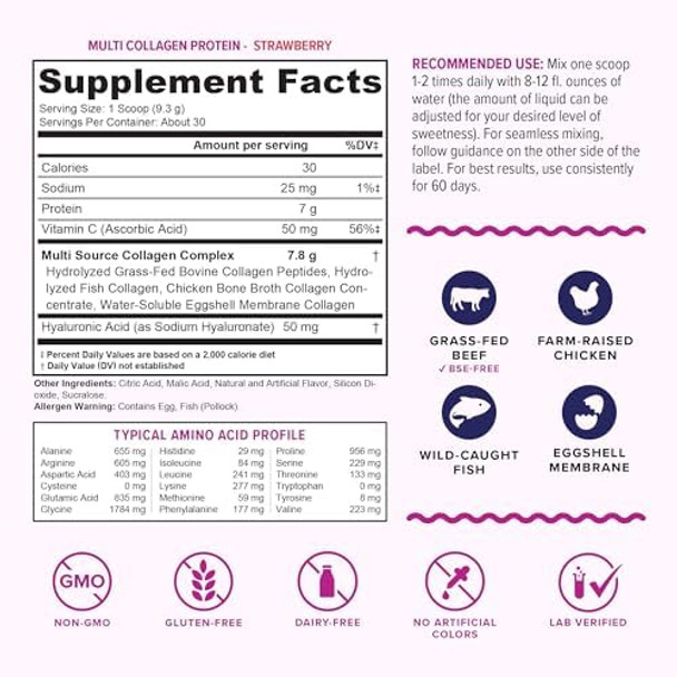 Vitauthority Hydrolyzed Collagen Peptides Powder For Women - Slimming Multicollagen Burn Ultimate Beauty Complex With Hyaluronic Acid And Multi Collagen Peptides Powder For Women Tropical Punch Flavored