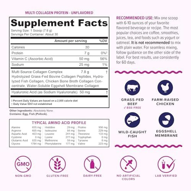 Vitauthority Multi Collagen Burn Unflavored: Hydrolyzed Protein Peptides With Hyaluronic Acid And Multi Collagen Peptides Powder For Women - Hydrolyzed Collagen Powder Unflavored 30 Servings
