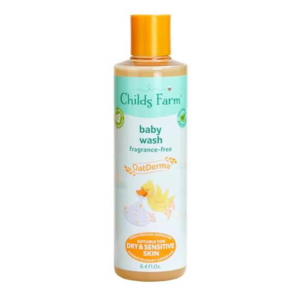 Childs Farm, OatDerma Baby Wash, Fragrance-, Gently Cleanses and Soothes, Suitable for borns with Dry, Eczema-prone, Sensitive Skin, 8.4 Fl Oz
