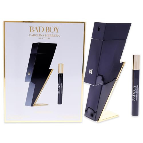 Carolina Herrera Bad Boy 2-Piece Travel Set for Men (3.4 Oz Eau De Toilette Spray + 0.34 Oz Eau De Toilette Spray)