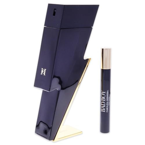 Carolina Herrera Bad Boy 2-Piece Travel Set for Men (3.4 Oz Eau De Toilette Spray + 0.34 Oz Eau De Toilette Spray)