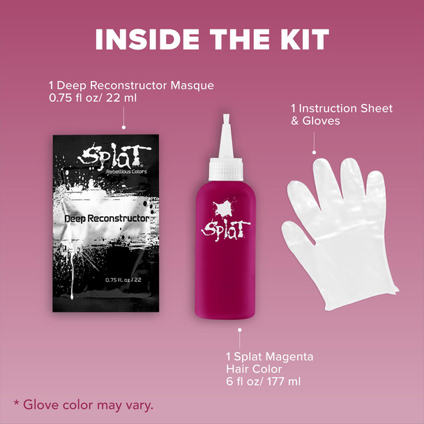 Splat Midnight Magenta Semi Permanent Hair Dye Kit 1 Application Includes Deep Reconstructor Conditioner Lasts 30 Washes No Bleach Required Vegan and  Cruelty Hair Color