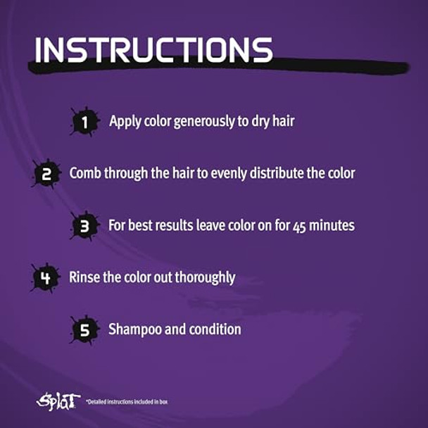 Splat Hair Splat Rebellious Colors 30 Wash No Bleach Needed Hair Color Kit, Midnight Violet, 6 Oz