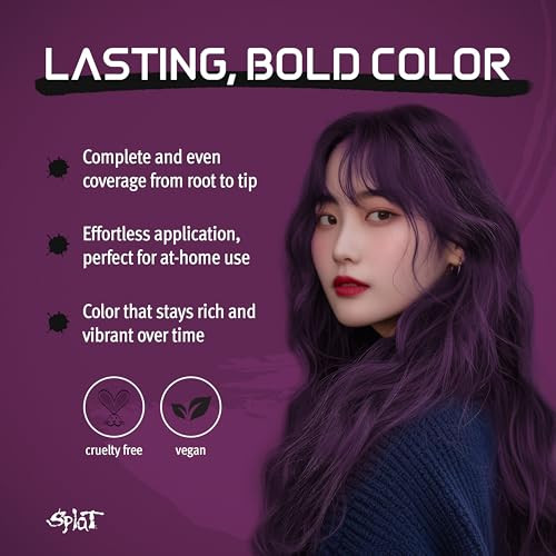 Splat Midnight Complete Kit Hair Dye Semi-Permanent Long Lasting Vegan and Cruelty- (Midnight Plum)