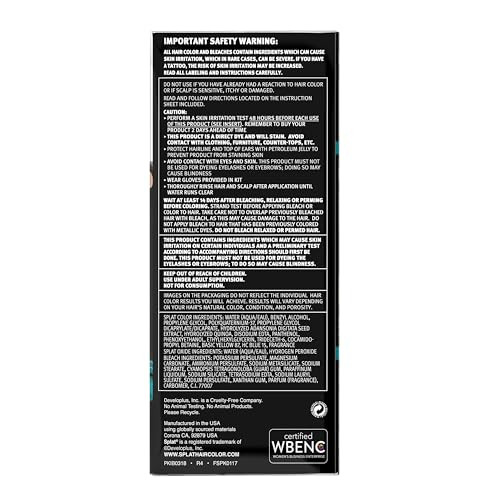 Splat Tantalizing Teal Semi Permanent Hair Dye Kit with Bleach, 1 Application, Includes Teal Hair Dye, Oxide & Bleach Powder, Vegan & Cruelty