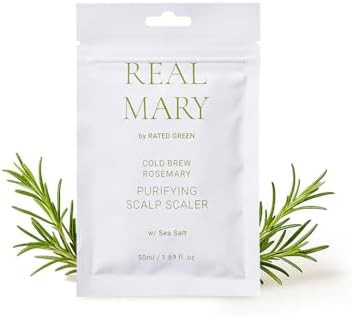 RATED GREEN Real Mary Cold Brew Rosemary Purifying Scalp Scaler w. Sea Salt Menthol Deep Refreshing Mask for Oily, Flaky Scalp Korean Vegan Formula 1.69 fl oz (Pack of 5)