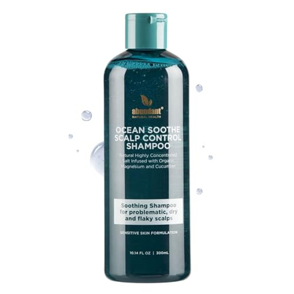 Abundant Natural Health Ocean Soothe Scalp Control Shampoo with Highly Concentrated Magnesium Salt and Cucumber Juice to Hydrate Dry, Flaky Scalps, Nourish and Protect Hair Follicles, 300mL