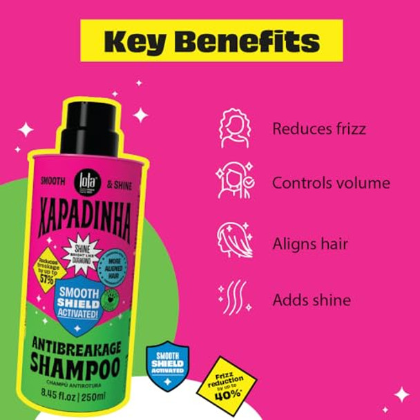 Lola From Rio - Xapadinha - Anti-Breakage Shampoo for Straight or Straightened Hair, Thermal protecton, Fiber Alignment, Shine, Frizz Reduction 8.45 Fl Oz