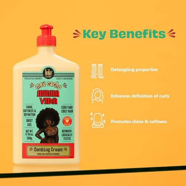 Lola From Rio – Meu Cacho Minha Vida – Curl Defining Cream for Soft, Bouncy Curls & Waves – Lightweight Moisturizing Curl Enhancer – 17.6 fl oz