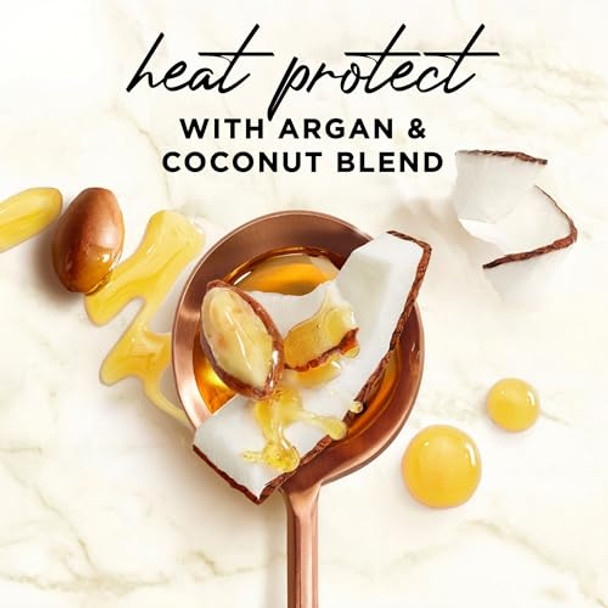 Hair Food Coconut & Argan Oil Heat Protectant Leave-In Spray for All Hair Types, 450°F Heat Protection, Sulfate-, Paraben-, Dye-, Alcohol-, Adds Shine, 6.4 Fl Oz
