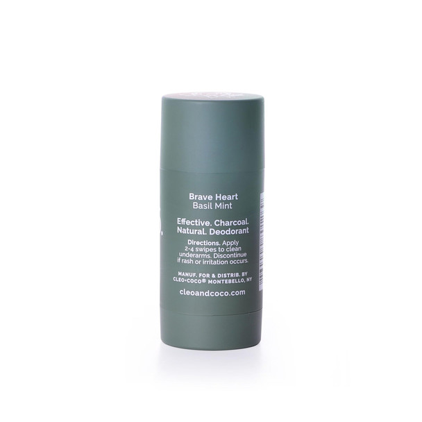 Cleo+Coco - Mini Natural Deodorant - For Women & Men - Aluminum - Extra Strength - Activated Charcoal - 24hr Odor Protection - Vegan & Cruelty - PCR - Made in USA - Basil Mint -0.5oz
