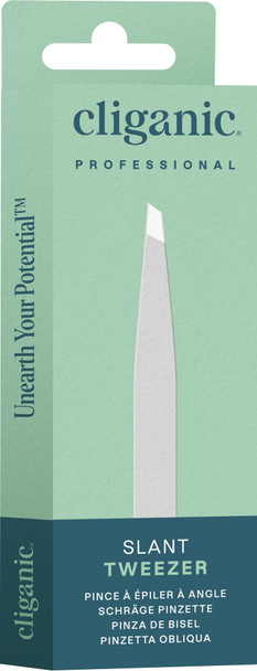 Cliganic Professional Eyebrow Tweezers Slant Tip (Blue) - Precision for Men & Women, Stainless Steel Best for Plucking Chin Facial Hair