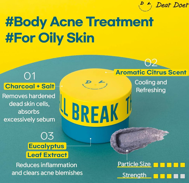 [Dear Doer] Break Body Scrub - Refreshingly Exfoliator for Clear Skin/Dazzling Radiant Body & Hand Lotion Vegan 10.14 fl.oz - pH-Balanced, Non-Sticky Vitamin Lotion