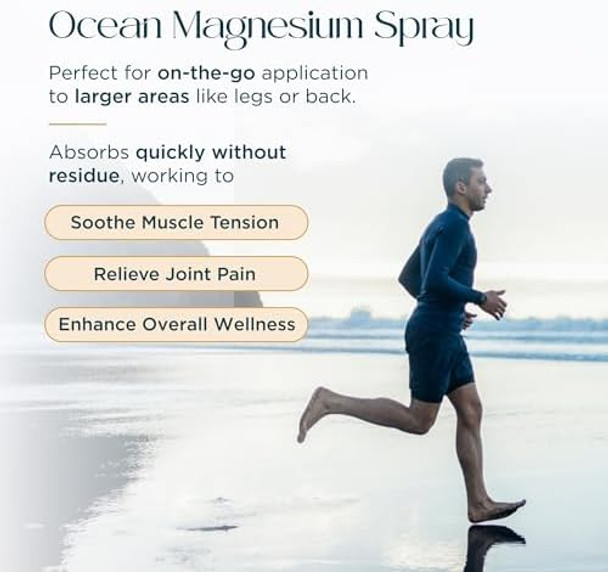 Abundant Natural Health Ocean Magnesium Spray Enriched with Cucumber Stem Cells for Muscle Relief and Relaxation, Topical Use, Effective and Quick Absorption, Fragrance-, 100mL