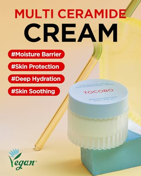 TOCOBO] Multi Ceramide Cream 1.7 Fl oz / 50ml Moisture cream, Ceramide moisturizer, Korean Skin Care, Natural Ingredients, Sensitive Skin Cruelty , Korean Vegan Cream, mother's day