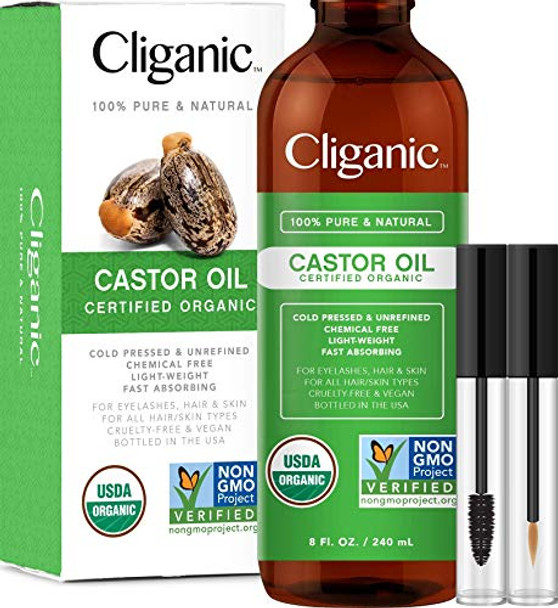 Cliganic Carrier Oils Duo: Organic Jojoba Oil and Organic Castor Oil