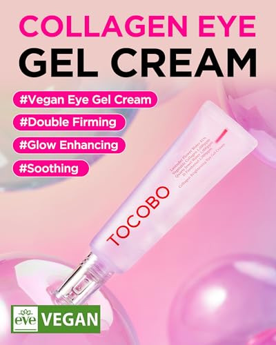 Collagen Brightening Eye Gel Cream – Korean Vegan Under Eye Treatment for Dark Circles & Puffy Eyes – Lightweight, Hydrating Formula with Niacinamide & Lavender – Brightens Fine Lines, 1oz