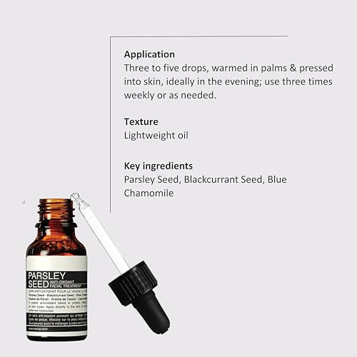 Aesop Parsley Seed Anti-Oxidant Facial Treatment Vitamin E to Nourish, Fortify, Revive the Skin 15mL / 0.5 oz