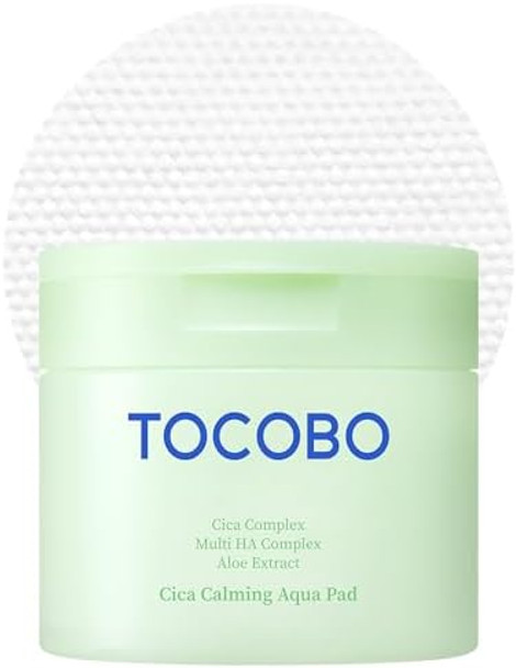 TOCOBO CICA Calming Aqua Toner Pad – Korean Vegan Dual-Sided Toner Pads with Fermented CICA, Aloe & Multi-Hyaluronic Acid – 3-Second Soothing and Cooling Care for Sensitive, Heated Skin, 60 Pads
