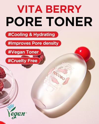 TOCOBO Vita Berry Pore Toner – Korean Vegan Alcohol- Face Toner with Hibiscus, Niacinamide & Vita Berry Water for Pore Tightening - Oil Balancing & Gentle Exfoliation, 5.07 fl.oz.