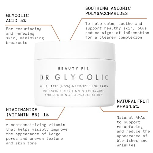 Beauty Pie Dr Glycolic Multi-Acid (6.5%) Micropeeling Glycolic Acid Pads For Exfoliating & Anti-Aging Benefits