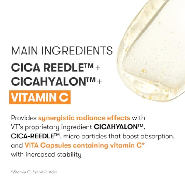 VT Cosmetics Vita-Light Reedle Shot 100, Serum with Vitamin C Capsules, Vitamin E, Hydrating Care, Korean Skincare for Sensitive Skin 1.69Fl Oz(50ml)