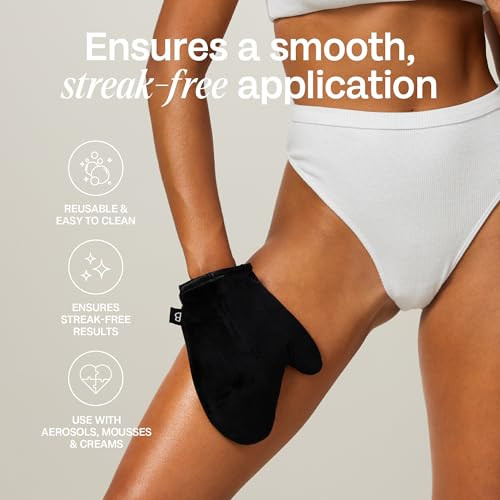 Bali Body Ultra Dark Self-Tanning Mousse + Mitt Bundle Deep Looking Perfect Bronzed Shade Streak- Green Based Tinted Self-Tanner + Reusable Stain- Tan Applicator Vegan, Cruelty