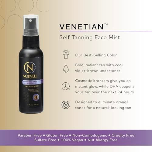Norvell Venetian Sunless Self Tanner Gradual Color Extender Moisturizing Lotion and Tanning Mist for Face