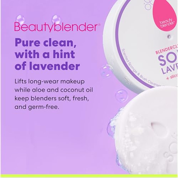 Beautyblender Blendercleanser Tool Scrub Solid Cleanser – Lavender Scented Makeup Sponge & Brush Cleansing Bar – Hand, Sponge, and Brush Cleanser, Removes Makeup & Buildup, Travel-Friendly, 1 oz